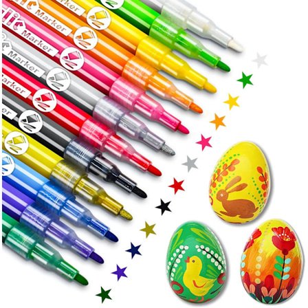 Malepens Markører, 12 Farver Permanente Maling Kunstmarkører Vandbaseret Pen Sæt til Fotoalbum, Lærred, DIY Håndværk, Glas, Keramik, Træ, Halloween 