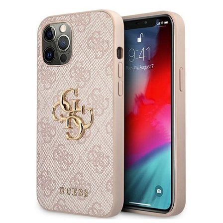 Guess 4G 4G-etui med stor metalllogo for iPhone 12 / 12 Pro - Rosa