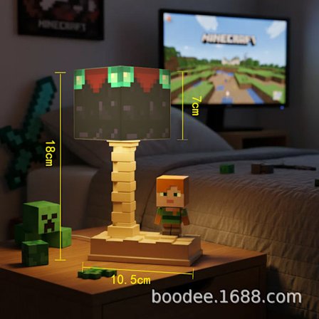 Senglampe med Minecraft-tema TNT-nattlampe inspirert av Minecraft Byggeklosslampe i Minecraft-stil Stemningsfull bordlampe
