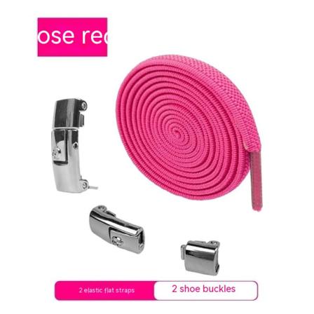 Dovenskabs-snørebånd, ingen knytning nødvendig, elastisk tryk, fastgørelse. Spændet er rosarødt og 8 mm bredt Rose red/8mm wide