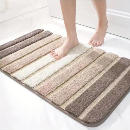 Skridsikker badeværelsesmåtte 40 x 60 cm, Ekstra blød, Maskinvaskbar, Vandabsorberende, Beige