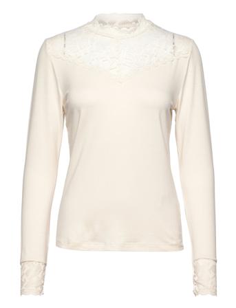 Crtrulla Jersey Blouse T-shirts & Tops Long-sleeved Hvit Cream
