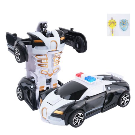 Transforming Car Toy Impact Resistant Dual Inertia Sturdy Durable Robot Car Toy for Kids Boys Black and White