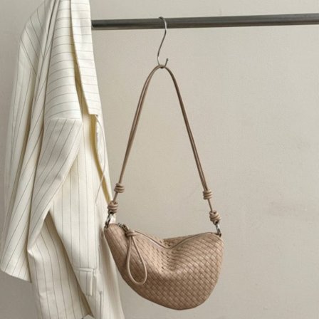 Ekte skinnveske for kvinner, fasjonabel skulderveske, håndvevd skulderveske, fasjonabel nisjeveske