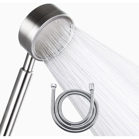 Bad- och duschmunstycke, högtrycksduschslang, duschkombination i rostfritt stål med 10 överlägsna rostfria munstycken