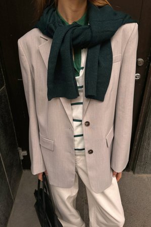 NA-KD Oversized melerad blazer - Kontorskläder - Beige - EU 34