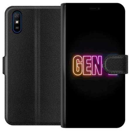 Kompatibel Tegnebogsetui til Xiaomi Xiaomi Redmi 9A Neontekst Gen Z i farverigt lys mod en mørk baggrund i moderne digital stil