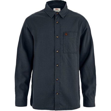 Fjällräven Men's Övik Relaxed Hemp Shirt Long Sleeves in Dark Navy, Hanf | Size: 2XL