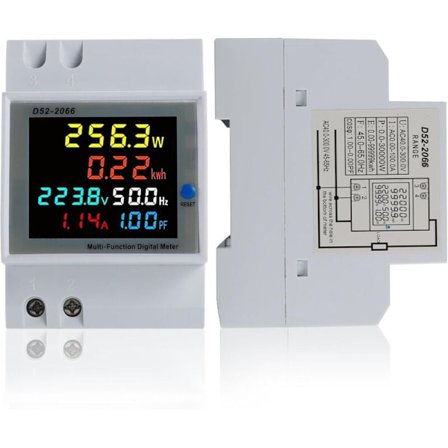 Enkeltfaset energimåler 100A 40-300V AC LCD-display Watt KWh Voltmeter Amperemeter DIN-skinne Kompatibel med strømforsyningssystemer