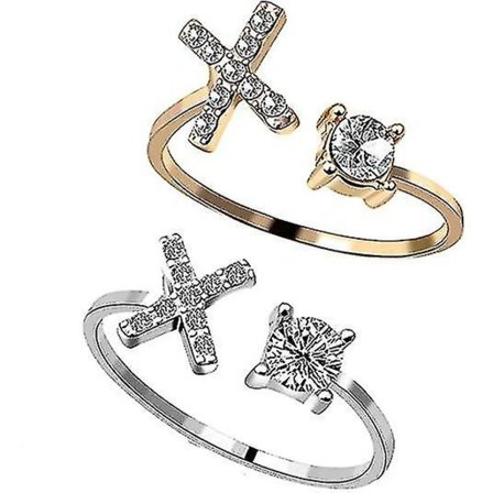 Ring Kvinnor Bokstav Silver Och Guld Färg Metall Justerbar Öppning Ring Initialer Namn