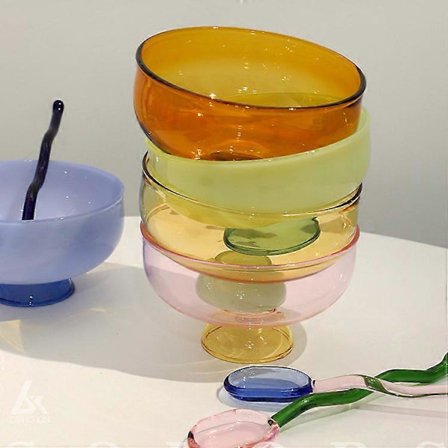 10 cm Glasskål för glass Yoghurt Japansk skål Söt skål Färgglatt glas Bordsservis Soppskål Värmebeständigt glas