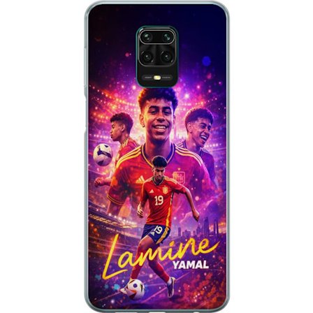 Kompatibelt Mobildeksel til Xiaomi Xiaomi Redmi Note 9 Pro Lamine Yamal fotballplakat i spansk landslagstøy med dynamisk handling, fargerik sportsill