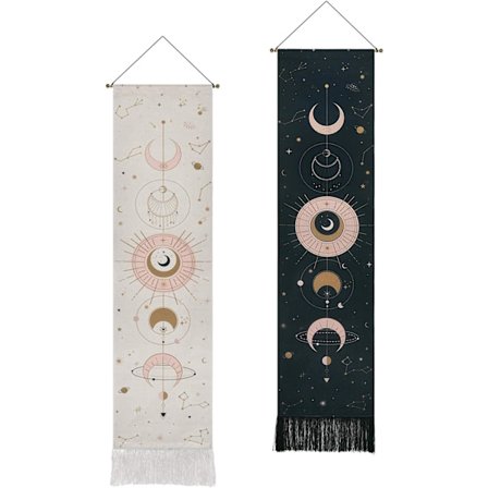 Måntapet Psykedelisk väggbonad Tapestries Heminredning för sovrum 51 x 13 tum (130 x 32 cm), Vit & Svart
