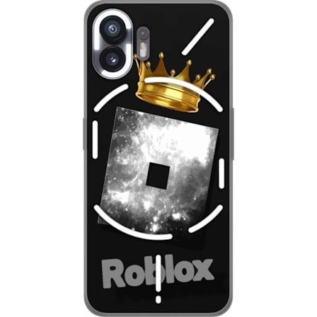 Kompatibel Mobilcover til Nothing Nothing Phone (2) Minimalistisk sort og sølvfarvet Roblox-symbol med gylden krone og luksuriøs gamer-æstetik på
