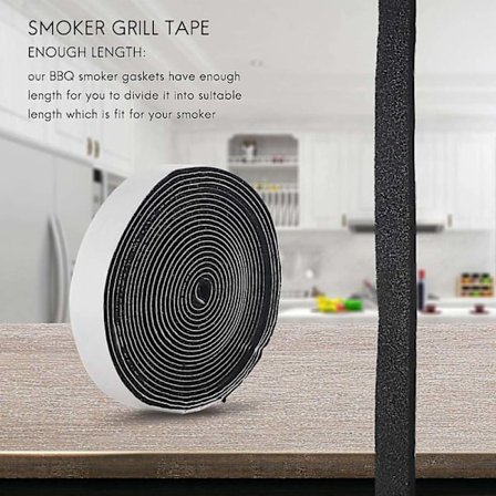 BBQ-savustin Tiiviste Itsekiinnittyvä Grilliteippi Korkean lämpötilan grillitiiviste Itsekiinnittyvä tiiviste 2 kpl