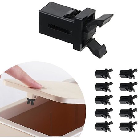 Plastik Udskiftningslåse, 10 Stykker Plastik Skraldespand Selvlåsende Låsekontakt Udskiftningssokkel Sort