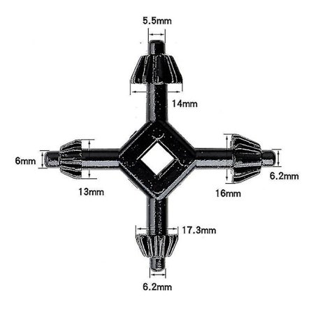 Universal borepatronnøgle 4-i-1 multifunktionel borepatronnøgle 4-i-1 boreværktøj, borepatron borepatronnøgle, patronnøgle