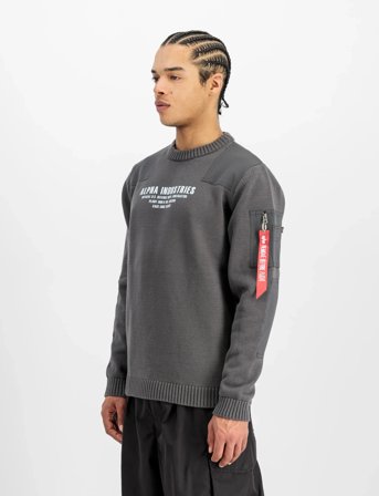 Alpha Industries Military Knit Pullover - Grey - S