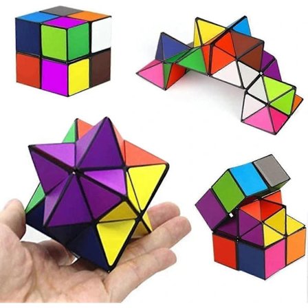 Magisk Stjerne Cube, SHONCO 2 i 1 Combo Infinity Cube Legetøj Transformerende Geometrisk Puslespil 3D Samling Fidget Stress Angstlindring Magiske 