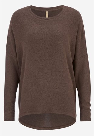 Soyaconcept - Ultrablød jerseytop i brunmeleret til damer i størrelse XL (44) - Cellbes