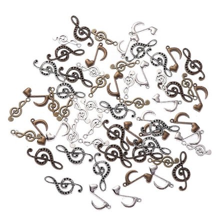 60 stk. Assorterte Mønstre Musikk Note Legering Anheng Sett DIY Smykker Laging Tilbehør (P201 Bronse+P201 Antikk Sølv)
