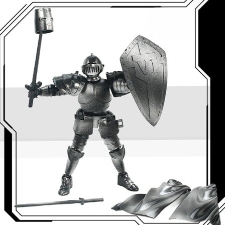 Rörlig medeltida krigardocka med flera leder, sjunde generationens dubbelformspansardocka