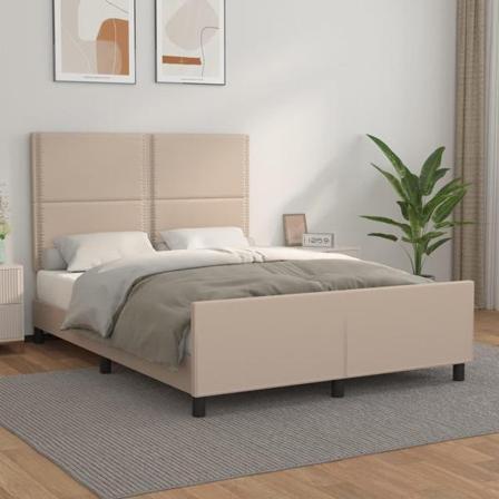 Vidaxl Sängram Med Huvudgavel Cappuccino 140x200 Cm Konstläder Brun