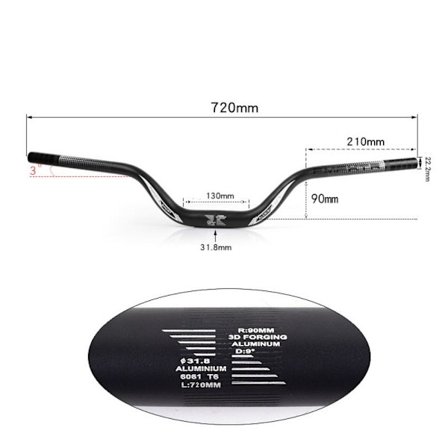 Terrengsykkelstyre Sykkel Extra Long Riser Bar SVART 720MM