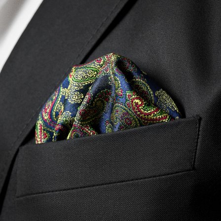 Pochette de costume en soie colorée à motif cachemire bleu clair pour hommes - Pochettes de costume à motifs - pour Hommes - Bohemian Revolt