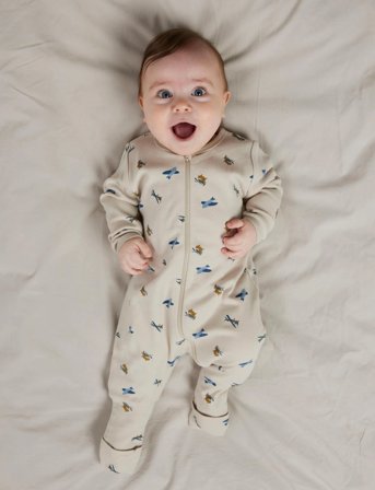 name it Nbmnightsuit Zip Ff Airplane Noos - Beige - 56