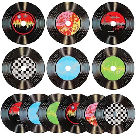 12 st Pappers Vinylskivor Retro Stil Skivor Väggdekoration Hängande Skyltar Skivor Väggdekor för Bar Slumpmässig Stil