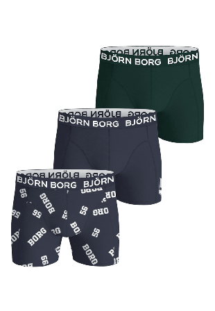 Björn Borg Cotton Stretch 56 Boxer 3-Pack Kalsonger Herr Flerfärgad L