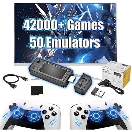 2025 Uusin malli X9 Pro Retro -pelikonsoli Retro Game Stick 4K ladattavalla kahvalla, 42000+ peliä 50 emulaattoria, Emuelec 4.3 -järjestelmä, Su