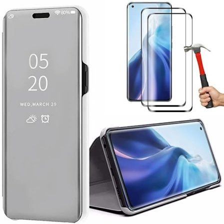 Skyddande skal - E.F.CONNECTION - för Xiaomi Mi 11 Pro - Silver - Spegeleffekt - Genomskinligt fönster