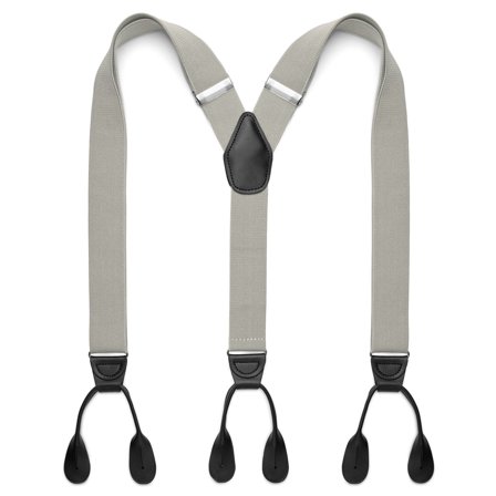 Szerokie jasnoszare szelki na guziki dla mężczyzn - Szelki na guziki