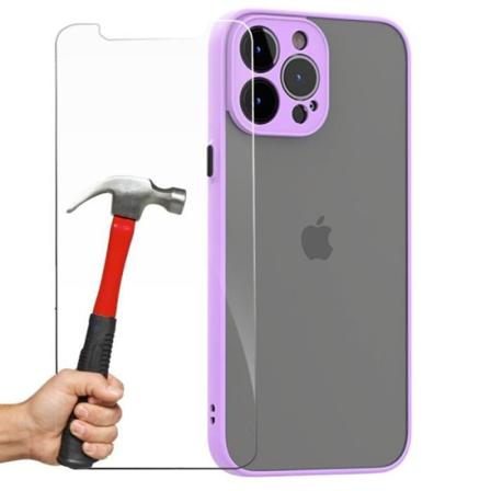 Pakke etui til iPhone 13 Pro Max (6.7) PC + lilla silikone + beskyttelse af hærdet glas Lila