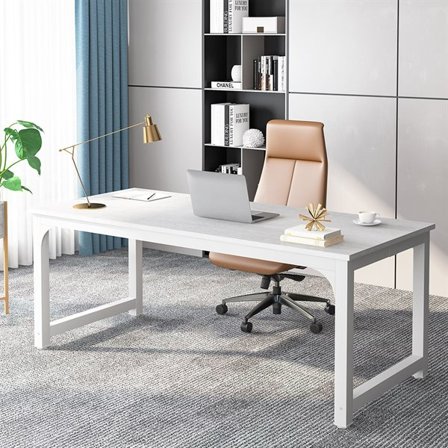 Skrivebord med metalramme 180x80cm - Hvid