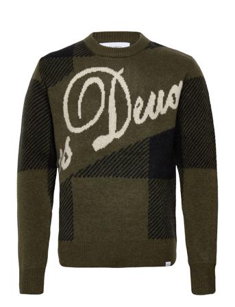 Les Deux Buffalo Recycled Knit Neulepaita Pyöreä Kaula-aukko Khakinvihreät Les Deux