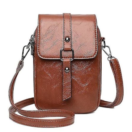 Kvinnors mobiltelefon axelväska Mini mobiltelefon väska Läder axelväska (hy)