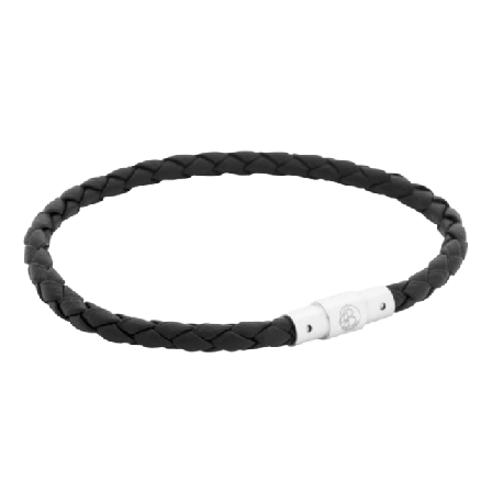 by BILLGREN Leandro Leather Bracelet Grey Accessoarer Herr Svart 19 cm