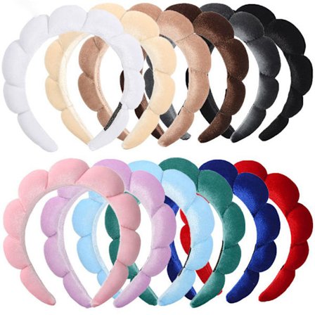 Spa Hårbøjler 12-pak til kvinder - Fløjls hårbånd til makeup og hudpleje, bløde ansigtsvask hårbøjler, skønhedsrutine essentia1s (Asso
