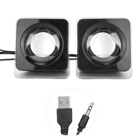 Par Mini USB2.0 Högtalare Dator Laptop Skrivbord Trådbunden Stereo Musik Högtalare Svart