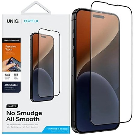 UNIQ Optix Matt matt herdet glass for iPhone 15 Pro med applikator