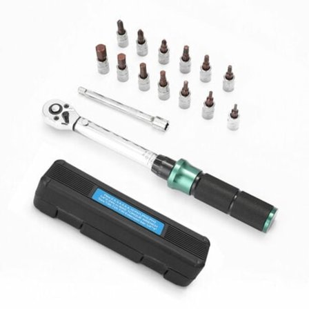 2-24N.m 1/4 Tommers Drive 15 STK Momentnøkkel Forhåndsinnstilt Momentnøkkelbitsett Hurtigutløser Mini Nøkkel