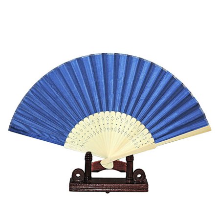 Vifte - Ensfarvet kongeblå chiffon med træbund