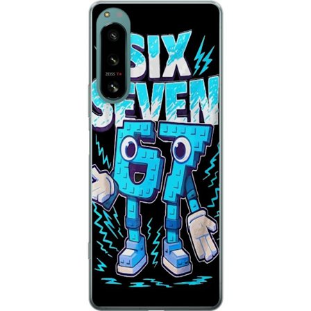Yhteensopiva Puhelinkuori Sony Sony Xperia 5 IV Lelukas sininen kuvaus numeroilla Six Seven retro-arkadityyliä vahvalla typografialla ja graafisella