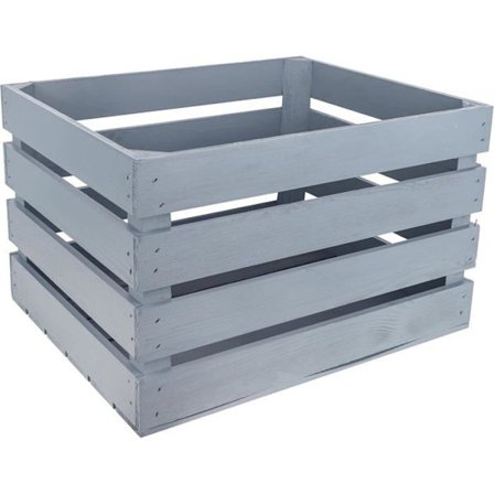 Grå trækasse - CREATIVE DECO - 50 x 40 x 30 cm - Træopbevaring - Trækasse