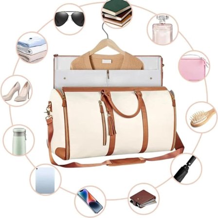 Reiseveske, klesposer for reise, sammenleggbar klesveske for reise, allsidig sammenleggbar klesbag, hengende klesbag (hvit)