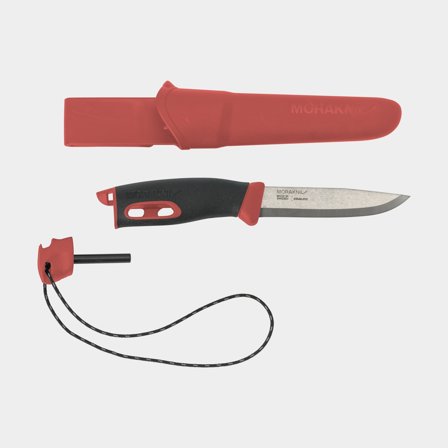 Faca outdoor com pederneira integrada Morakniv Companion Spark (S), 223 mm, borracha TPE / aço inoxidável sueco reciclado, vermelho