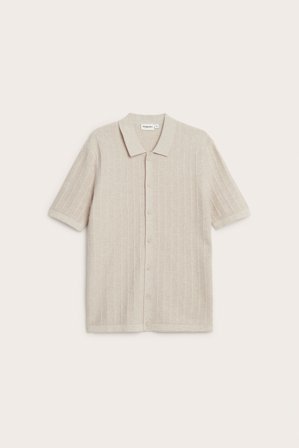 Kappahl | Lyhythihainen tekstuuripintainen neulepusero | Meleerattu beige